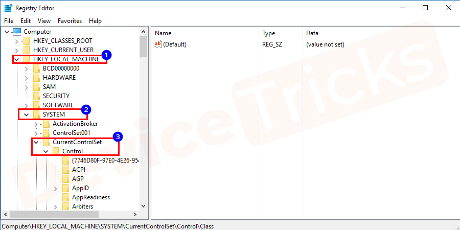 Now go to HKEY_LOCAL_MACHINE> SYSTEM> CurrentControlSet\Control.