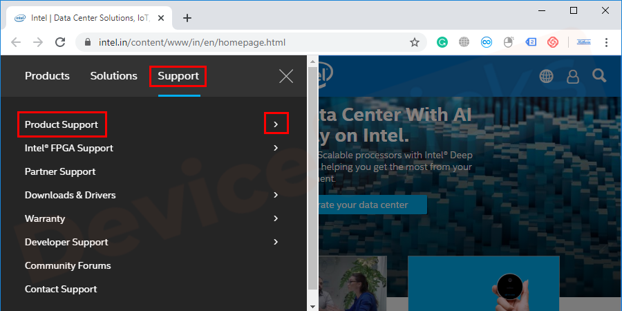 click on ‘Product Support’