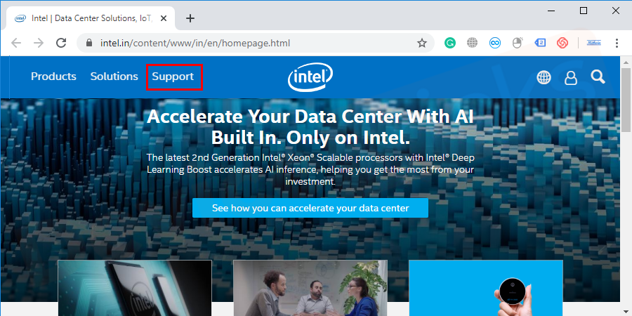 find the ‘Support’ tab, click on it