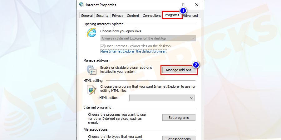 Go to Programs -> Manage add-ons.