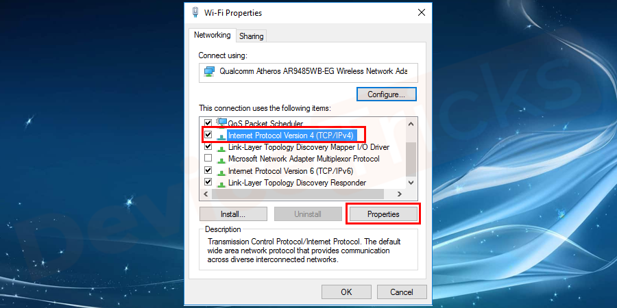 Look for TCP/IPv4 and click on it. You will get to see Internet Protocol properties