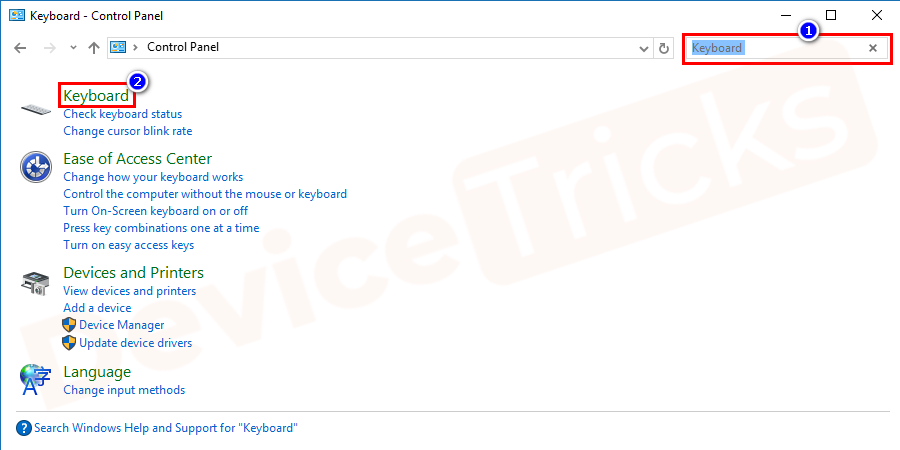Now search for Keyboard in the top-right corner search bar and then click on the Keyboard from the search result.