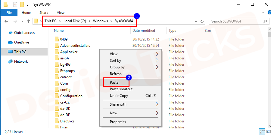 Next, navigate to the Local Disc (C) > Windows > syswow64 folder and Paste the msvcp140.dll file into that folder.