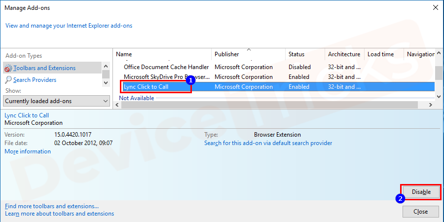 Look for the suspicious add-ons and extensions, click on the non–related add-ons and select disable button.