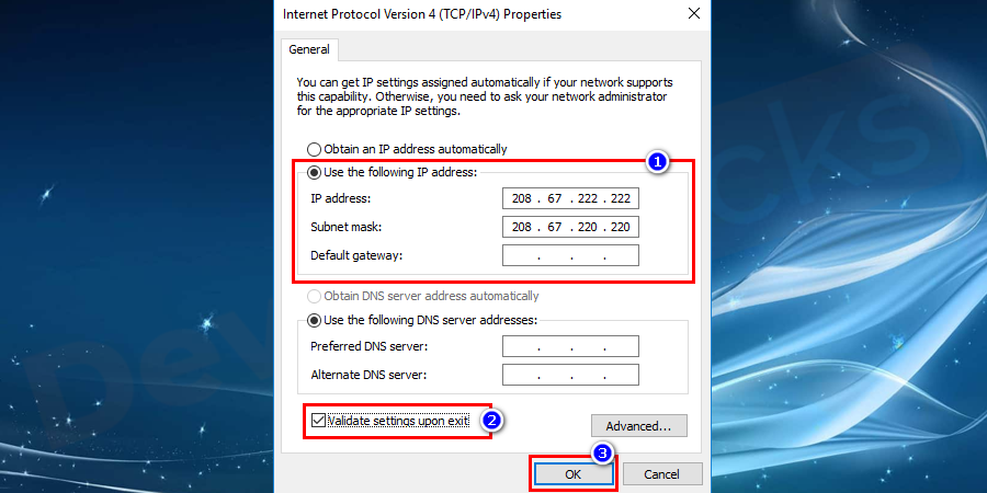 Validate settings leading exit