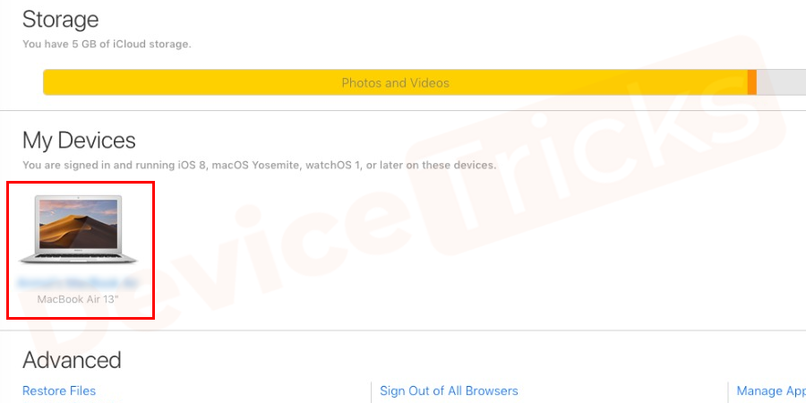 Navigate to the option My Devices and select the device which you want to remove.