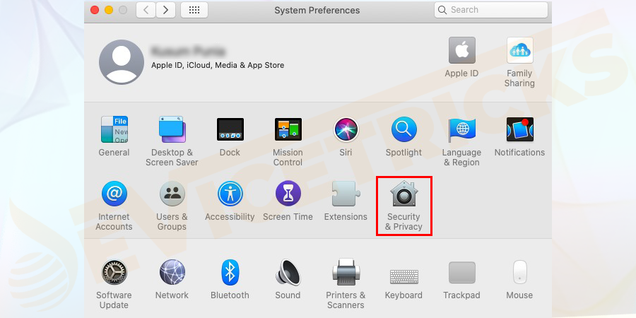 Navigate to Security & Privacy.