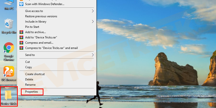 Navigate to the folder or file you would like to take the ownership of and right-click on it to select properties from the menu.
