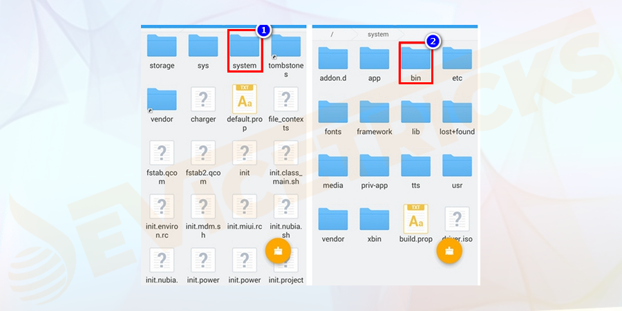 Navigate to “system” | “bin”.