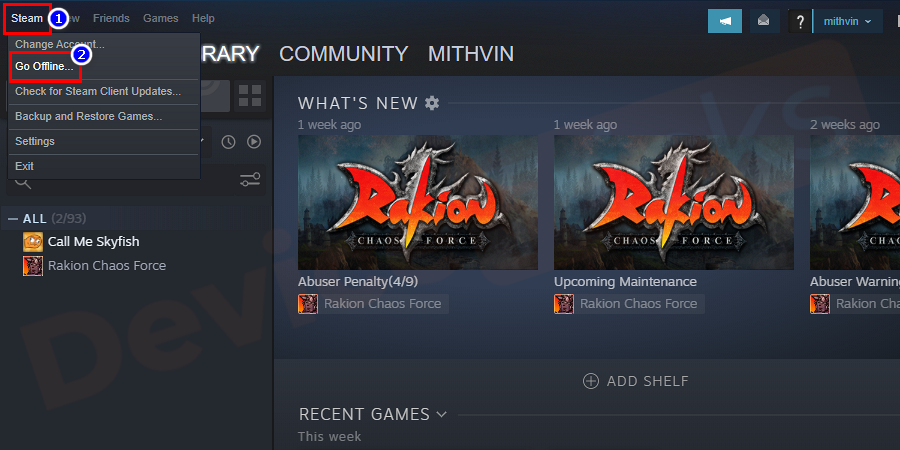 Click on the Steam menu and select go offline mode.