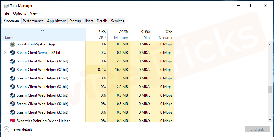 Open the Task Manager by pressing Ctrl Shift and Esc altogether.