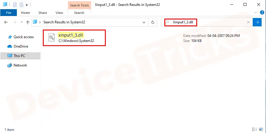 Search for Xinput1_3.dll file.