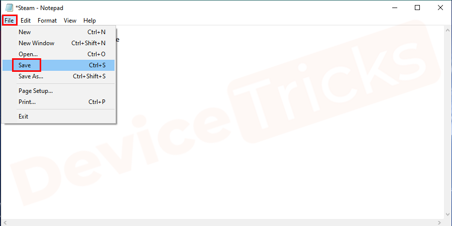 Click on the file menu on the notepad and click on the save button.