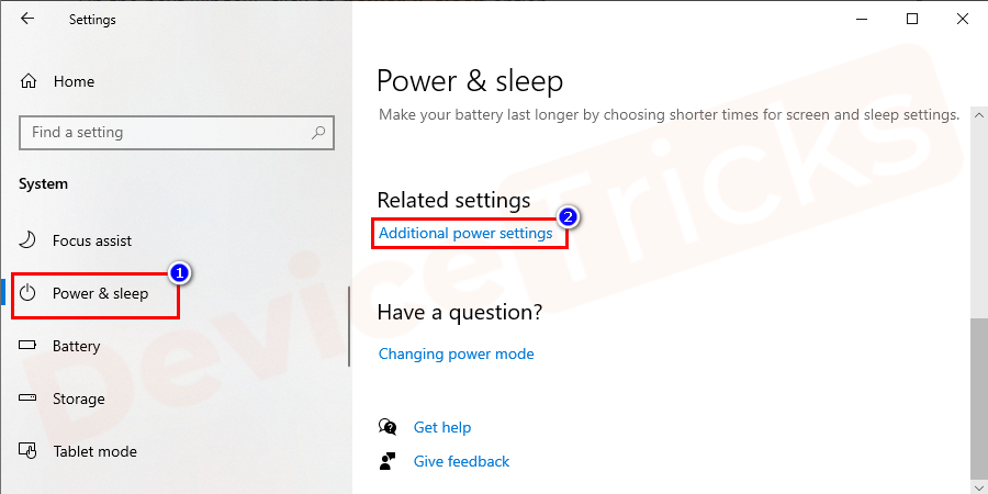 Additional power settings
