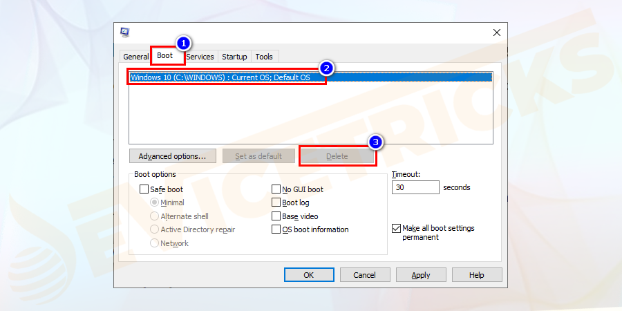 Click on the ‘Delete’ option.