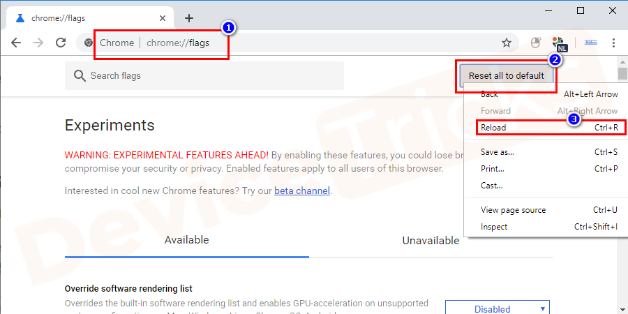 type: chrome://flags/ and then press Enter.