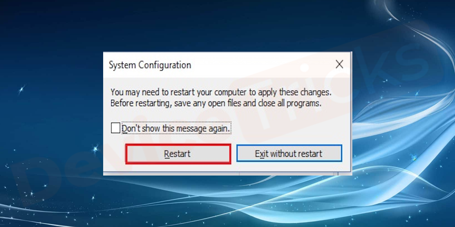 Once you press the apply button the system will ask you to restart the system press the restart button to proceed the process.