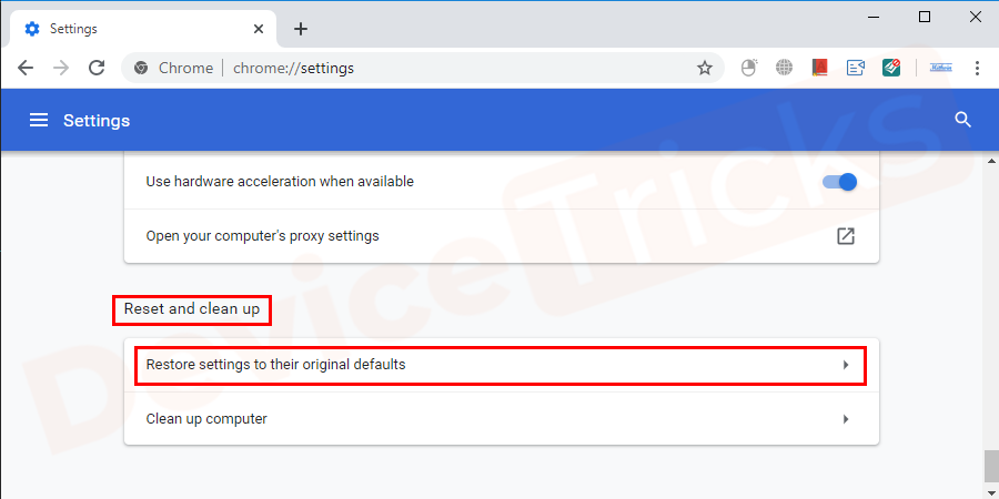 You will find the restore settings to their original defaults option at last of that page under advanced settings window, click on that option.