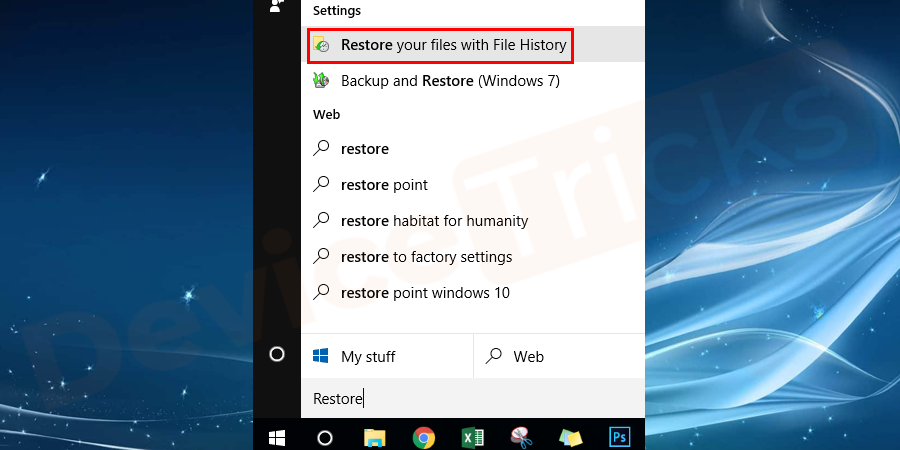 Tap on system restores option
