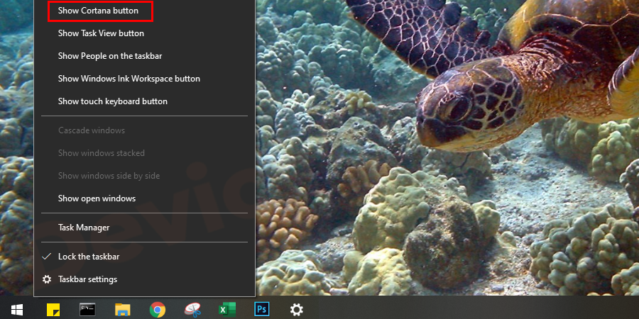 Click on the ‘Windows’ icon and from the list of ‘Apps’ select ‘Cortana’. Another option is, just right-click on the taskbar and tick to Show Cortana button.