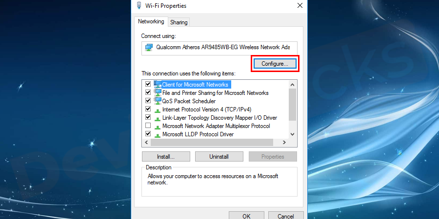 Click the Configure button.