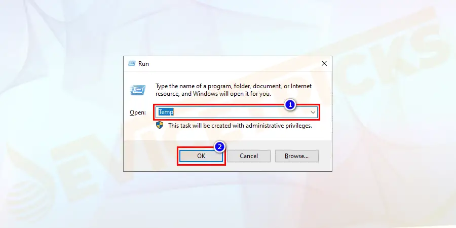 Press Windows+R keys to open the Run Program and type Temp and press Ok to search temp files.