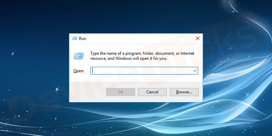 Simultaneously press Windows logo key + R at the same time to open a run dialog box.