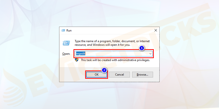 Open the Run Program and type regedit and search for Registry Editor.