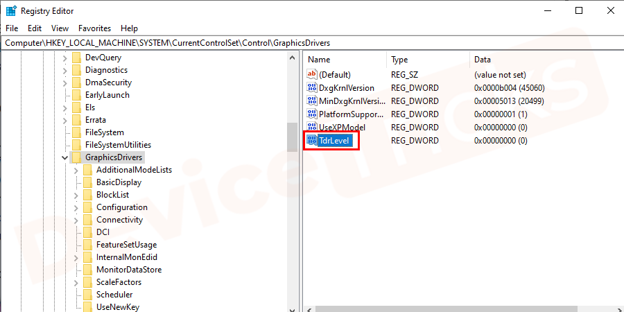 Name the new key as TdrLevel.
