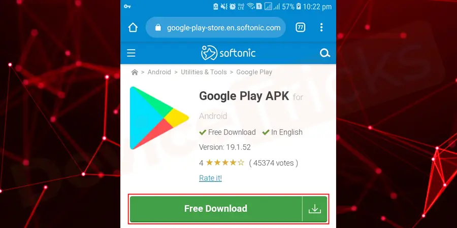 Open your browser and search for the Google Play Service APK file on Google.