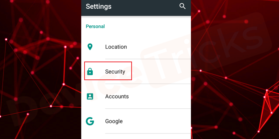 Now tap on ‘Security’.