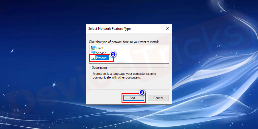 Select Protocol and click Add.