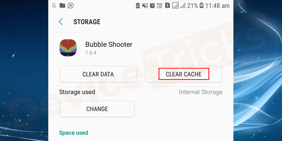 Finally, tap on the clear cache button.