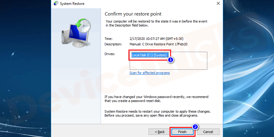 Again a window pop-up will appear and it will remind you to save the opened document. Perform the task and click on the ‘Finish’ button.