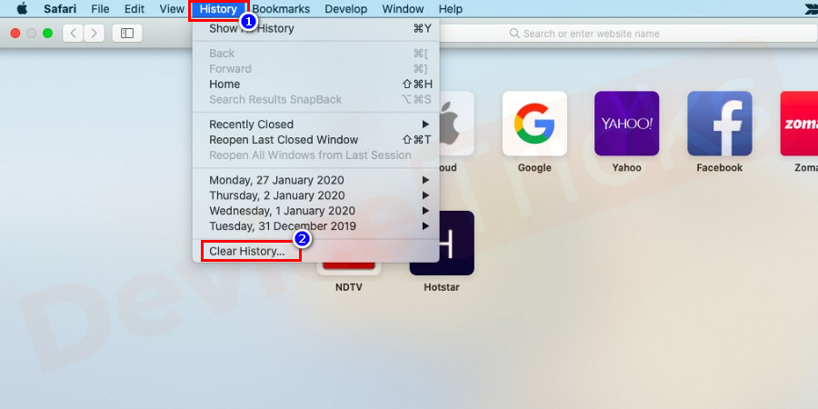 If you want to clear your browsing history then select the History from the drop-down menu.