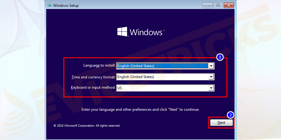 Select the language and keyboard layout as per your preference and click on Next.