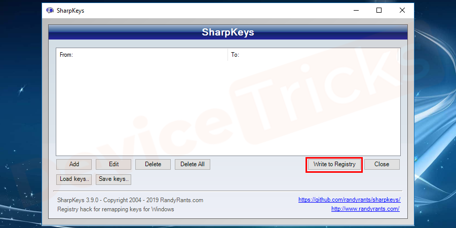 As long as you don’t click on write to the registry the key remap will not save. Click on write to the registry to save changes to your system keyboard.