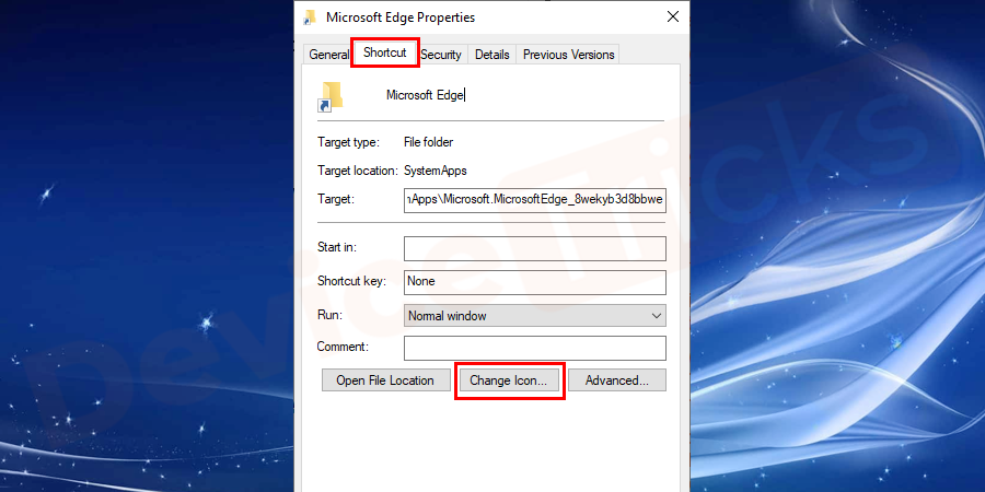 And click “Change Icon”.