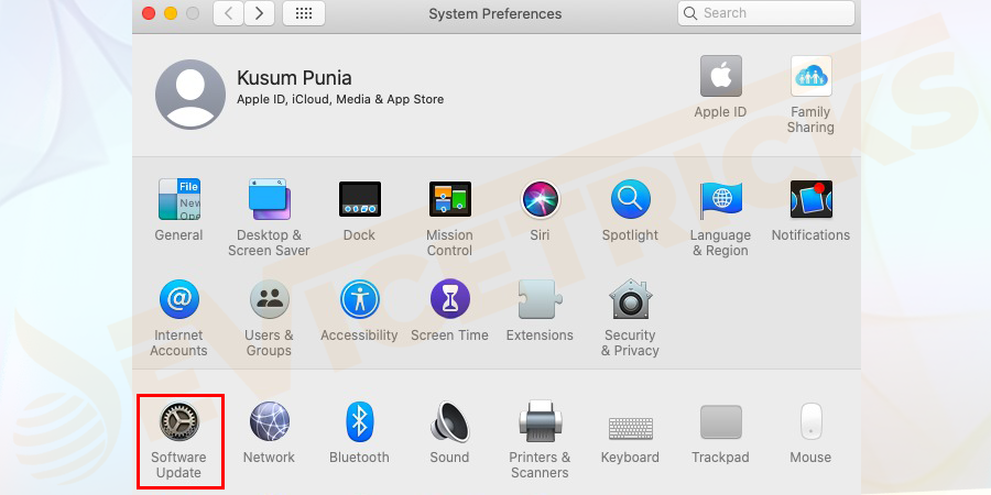 Further, go to Software Update.