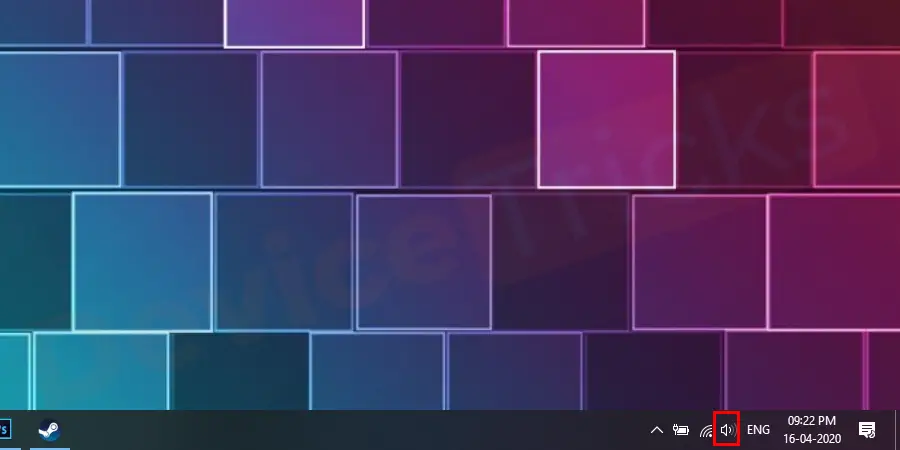 On the right corner of the taskbar, you can see the sound icon.