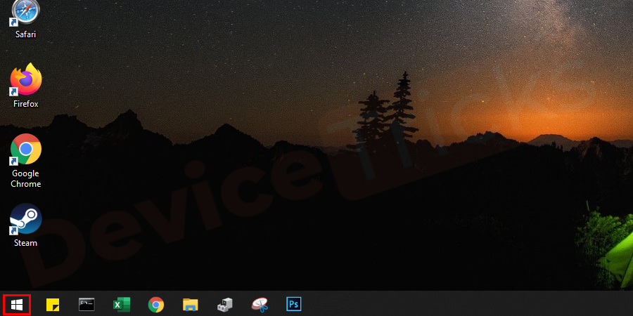 Click on the Start button