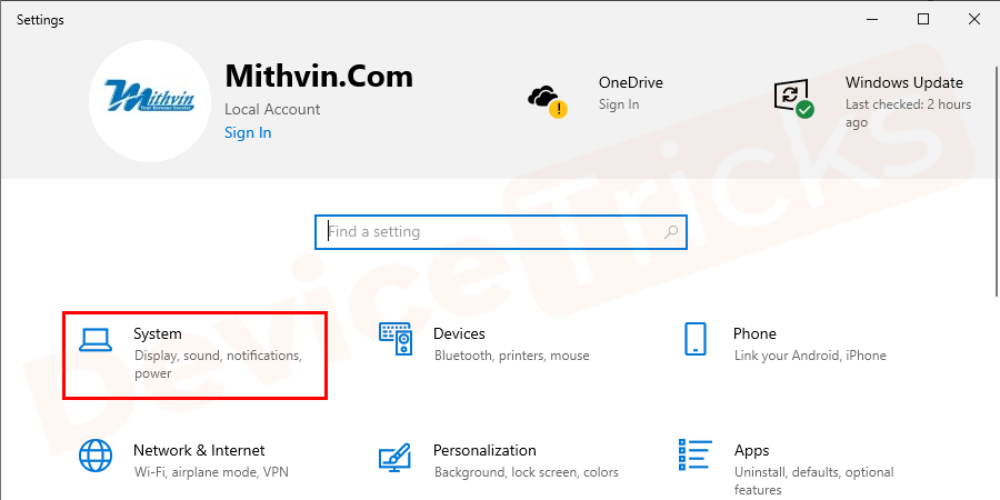 select system option
