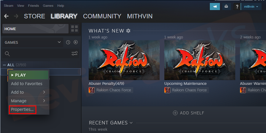 Right-click on player unknown’s battlegrounds, from the drop-down list select properties.