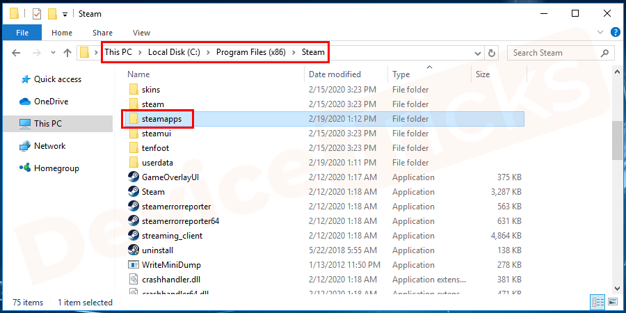 After getting into such a folder, move to ‘Steamapps’.