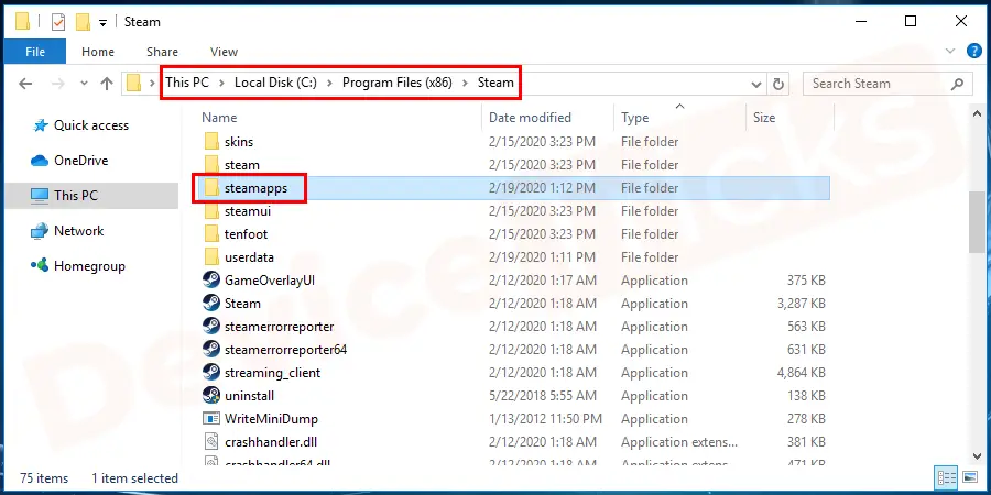 Go to the original folder of your Steam file location. If not known search in local disk c:/ program files or program files (x86). And delete the folder named Steamapps.