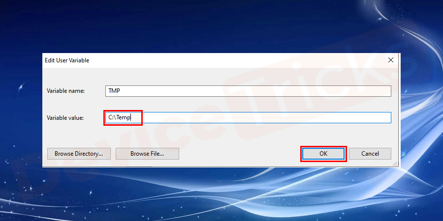 Temp dir. Execute the file. Unable to execute. Setup was unable to create the Directory Error 123. Tmp (temporary).