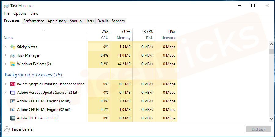 Press Ctrl+Shift+Esc to start Task Manager.