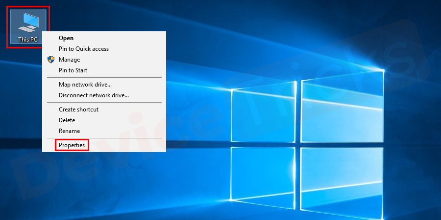 Right-click on the This PC and select Properties.