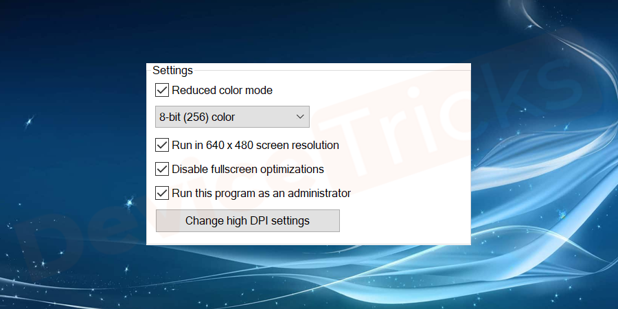 You have to choose one of the three high DPI scaling options from the drop-down list. You can see three options do changes to your application and their view settings.