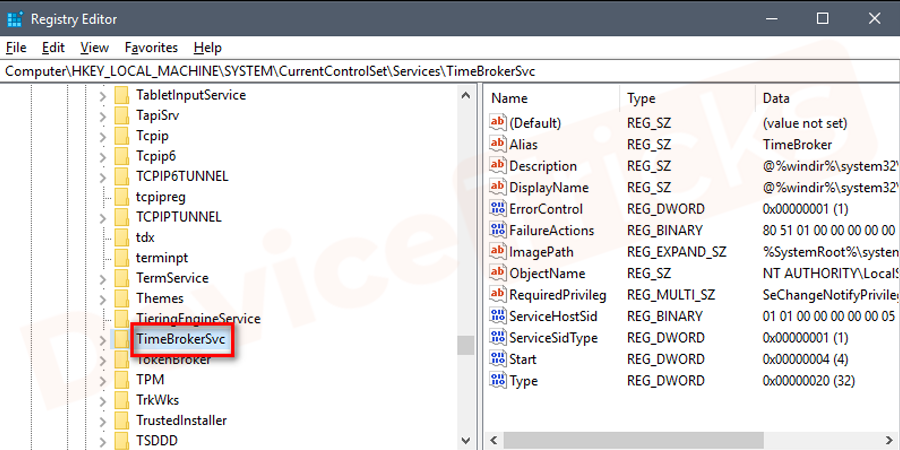 choose ‘TimeBrokerSvc’